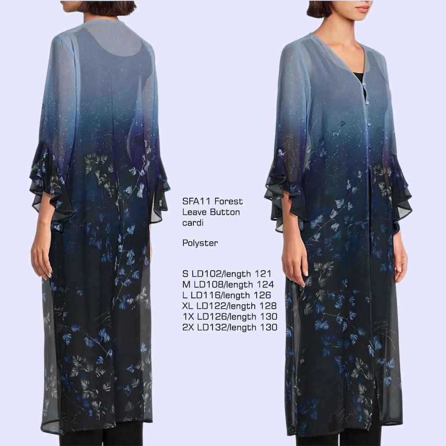 Cardigan ผู้หญิง LONG SFA11 FOREST LEAF BUTTON CARDIGAN