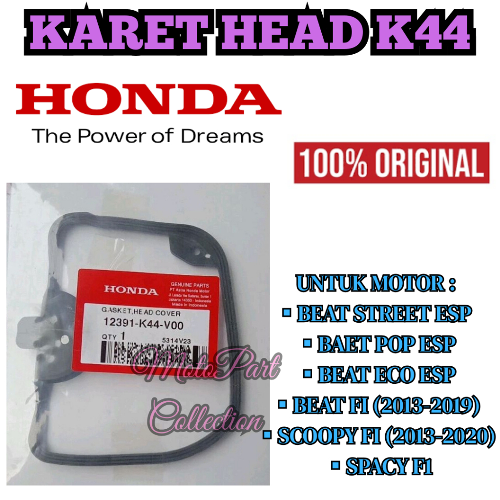 RUBBER HEAD CODE-K44 ฝาครอบหัวปะเก็น Scoopy FI Spacy Beat Street ESP ECO 2013-2019 12391-K44-V00 .