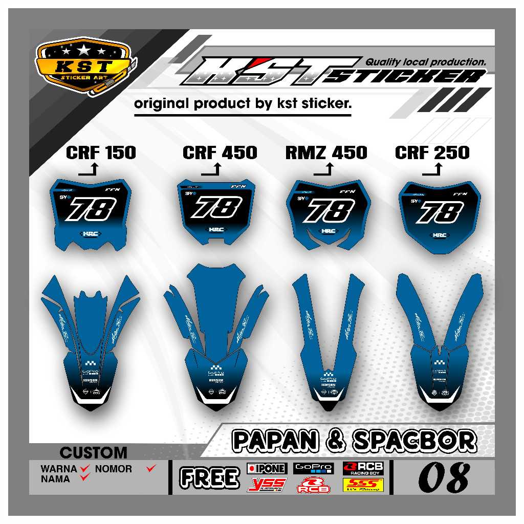 Crf 150/250/450 และ RMZ 450 BOARD และ SPAKBOR สติ๊กเกอร์ CRF ST.08