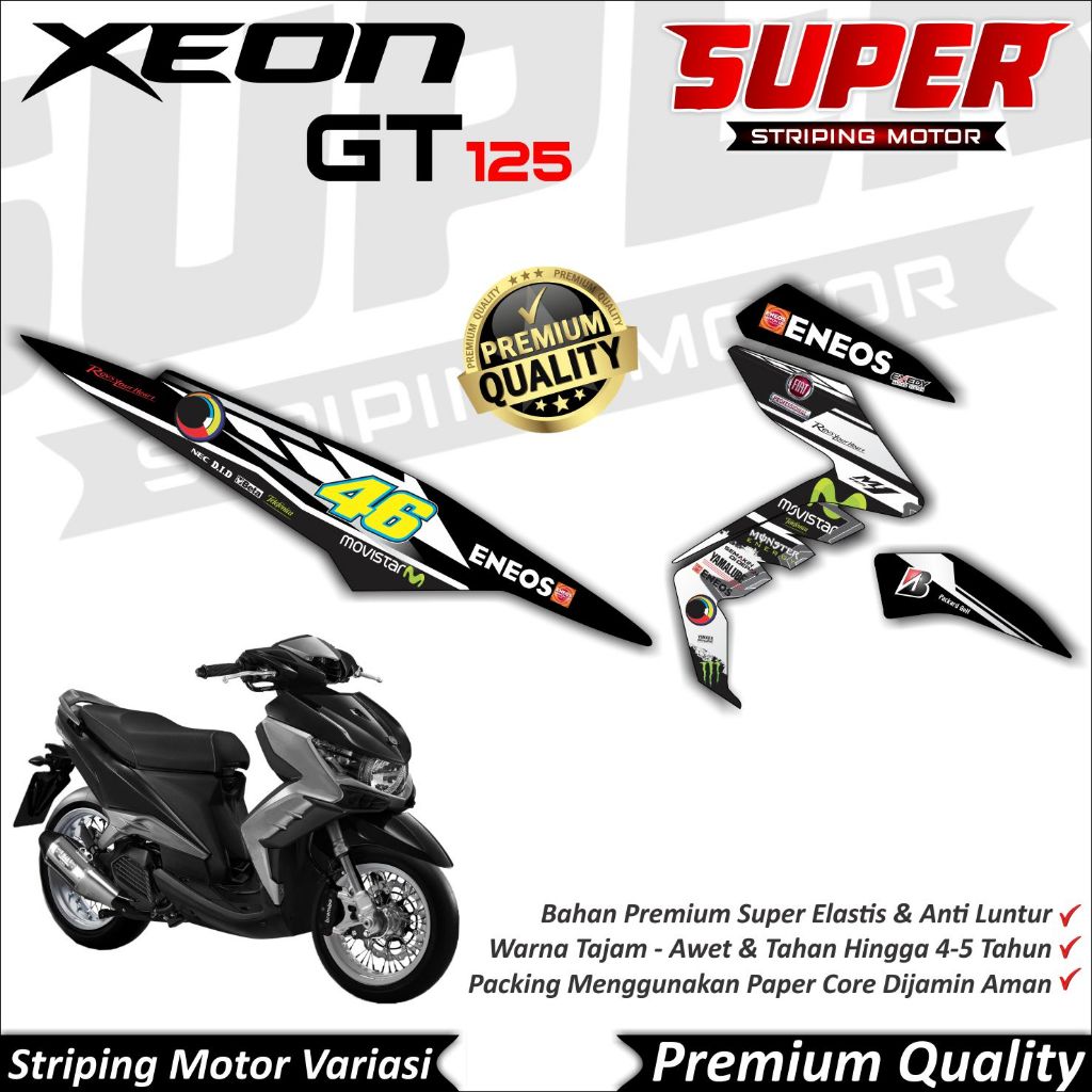 Xeon GT 125 สติ๊กเกอร์ Anti-Fade Cool Xeon GT 125 Striping Yamaha Xeon GT 125 Movistar