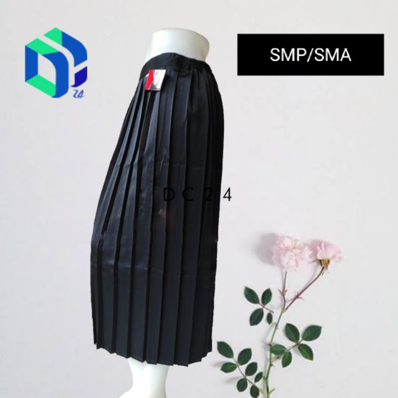 BLACK SCHOOL Ruffled กระโปรงสําหรับ Junior High School/Senior High School/Islamic Junior High School