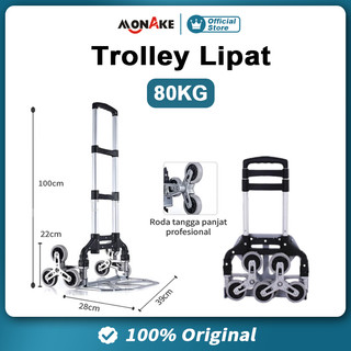 MONAKE Alat Jerman Troli Rumahan Troli Lipat Serbaguna Portabel Troli yang berjalan menaiki tangga Troli Belanja Mini Aluminium Aloy Troli Koper