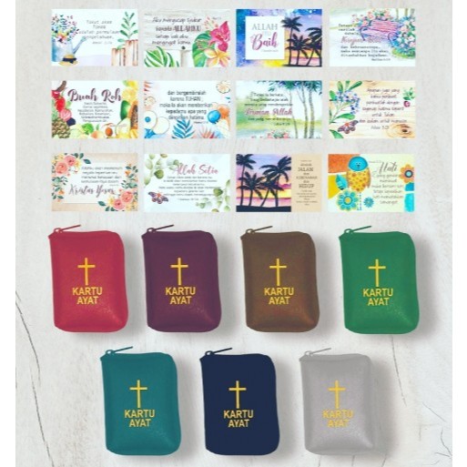 Yeraya Allah Gold Verse Card Life บรรจุ 49 ชิ้น + กระเป๋าสตางค์ Firman Bible Verse การ์ด Bible Divid