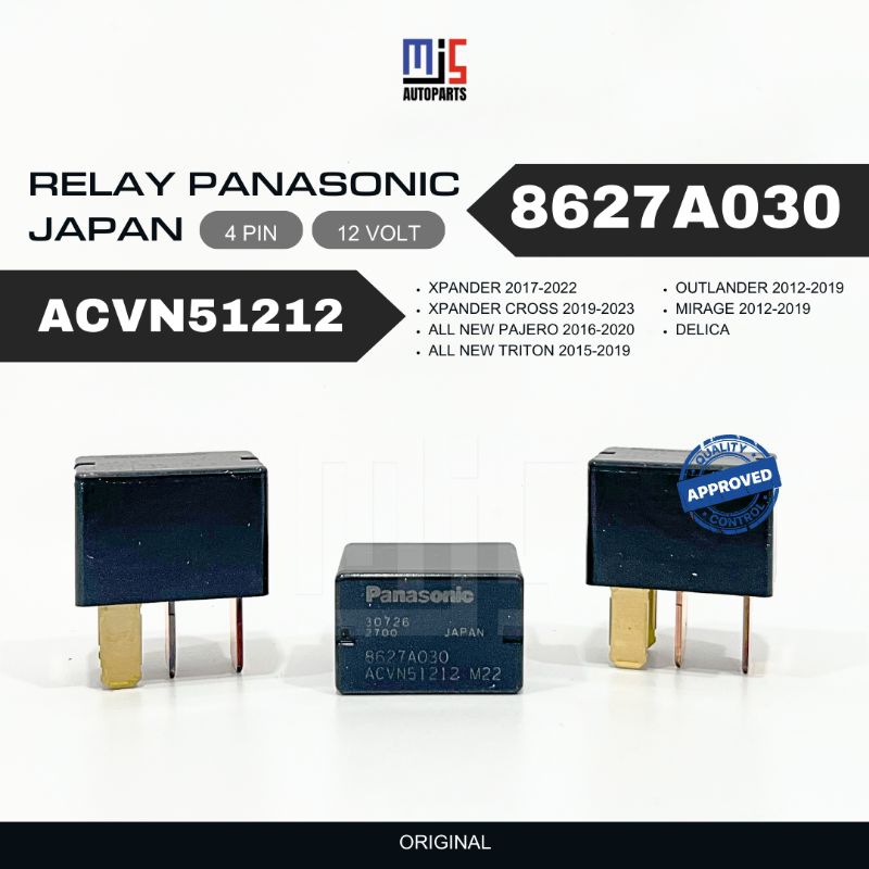 Original Panasonic Japan Xpander Outlander Mirage Pajero 8627A030 สีดํา 4 Pin 12 โวลต์รีเลย์สตาร์ท