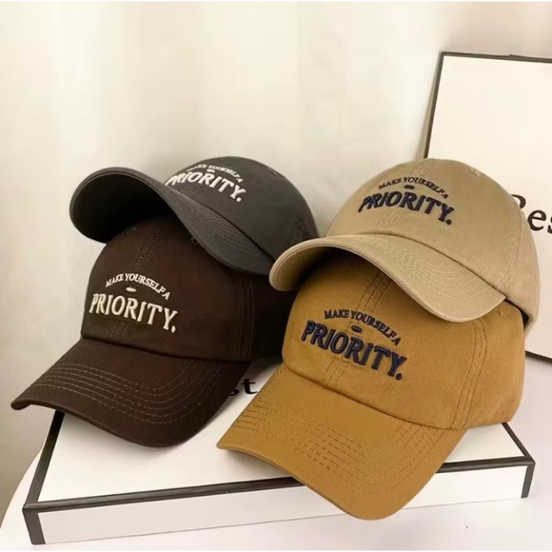 Priority หมวกเบสบอลสําหรับผู้ชายและผู้หญิงแฟชั่นเย็บปักถักร้อยหมวกเบสบอลหมวก