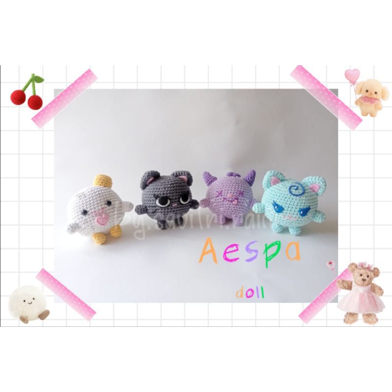 GANTUNGAN Aespa ตุ๊กตาถักพวงกุญแจ Amigurumi