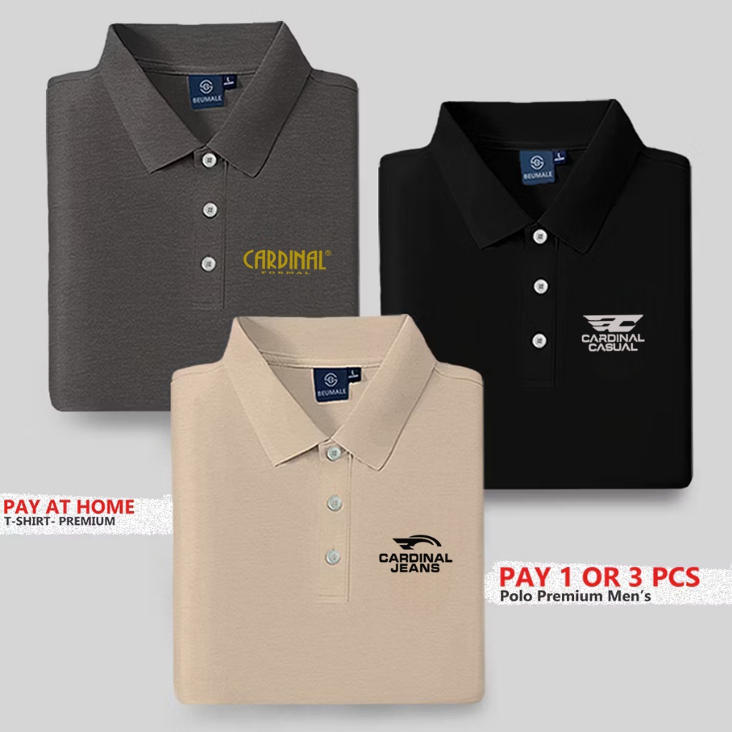 เสื้อโปโลผู้ชายพรีเมี่ยม 3 ชิ้น C4rdi | เสื้อยืดคอปกแขนสั้นลําลองหรูหราวัสดุใส่สบายไซส์ส-3เอ็กแอล