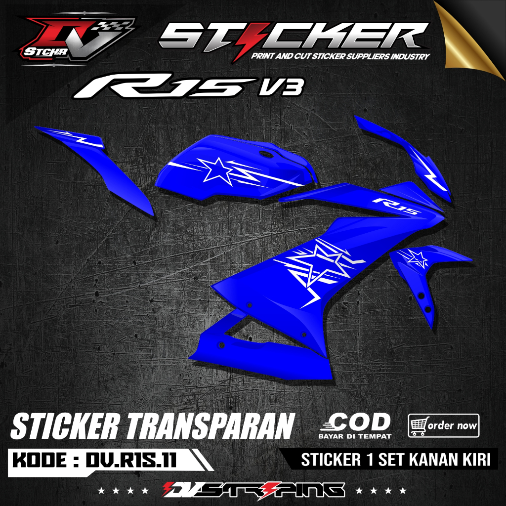 ใหม่ล่าสุด COOL R15 TRANSPARENT STICKER-R15 CLEAR UV STICKER
