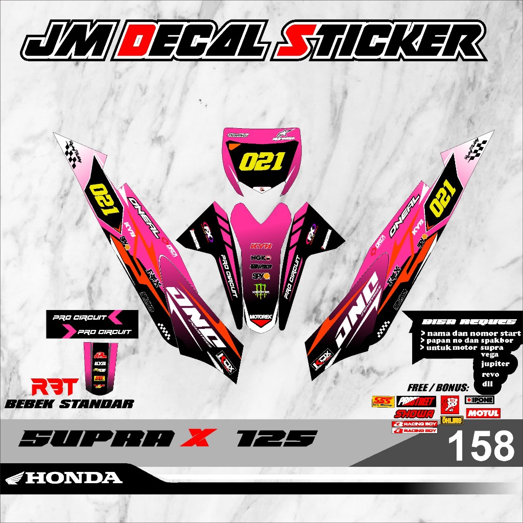 สติ๊กเกอร์ RBT SUPRA X 125 MOTOR RBT BEBEK MODIF SUPERMOTO YZ CRF KLX KX KTM RBT ใหม่มอเตอร์ล่าสุด T