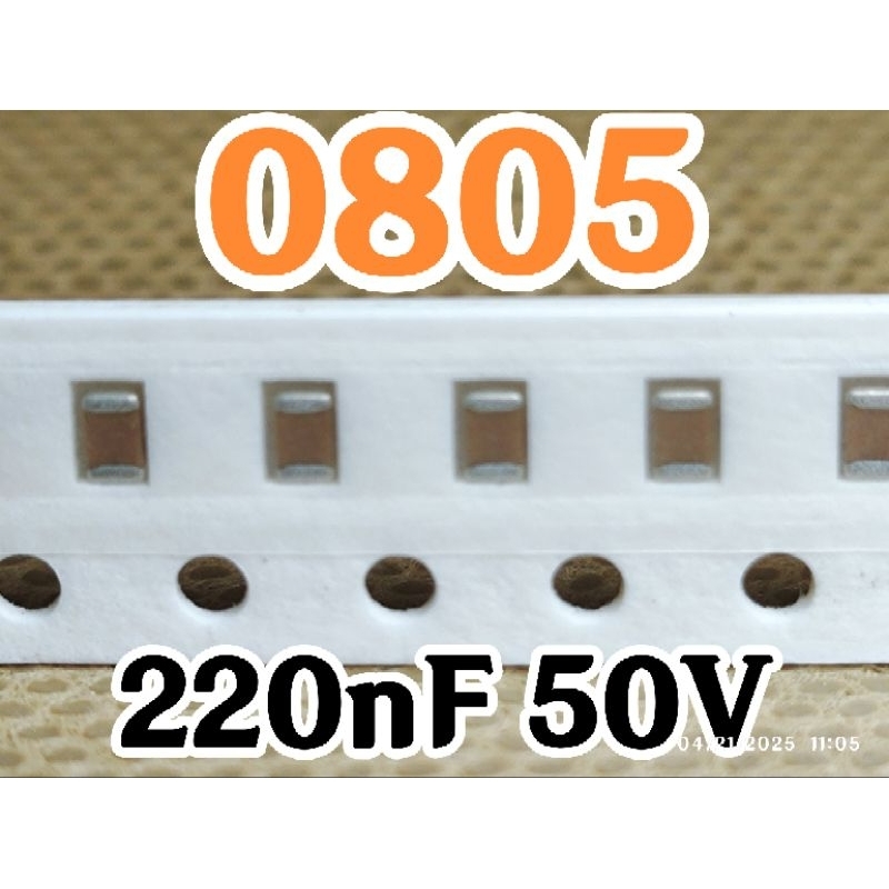 10pcs Multilayer ตัวเก็บประจุเซรามิค SMD 0805 50V 220nF 0.22uF 50V 0.22uF 2012
