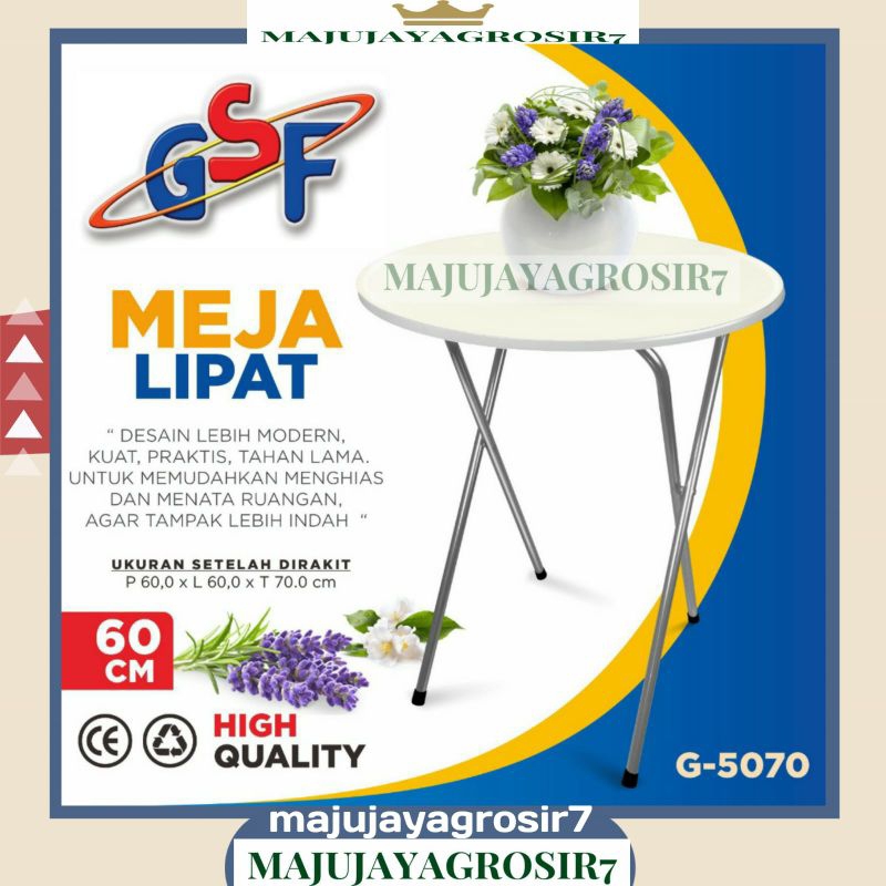 GSF G-5070 TABLE / MINIMALIST FOLDING TABLE / 60CM ROUND TABLE / CROSS-LEGED FOLDING TABLE