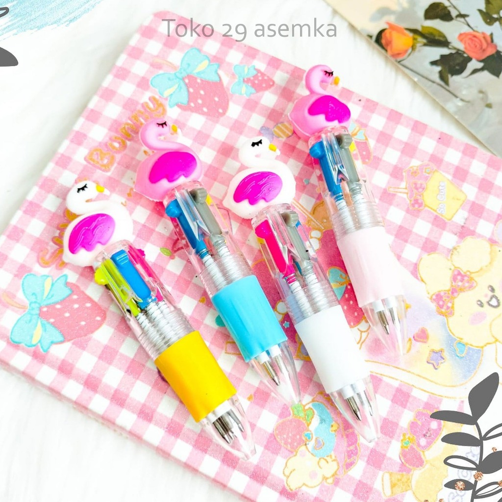 4 สี FLAMINGO ปากกา UNIQUE CUTE BALLPOIN STATIONERY CUTE CHARACTER GEL HAMSTER PEN