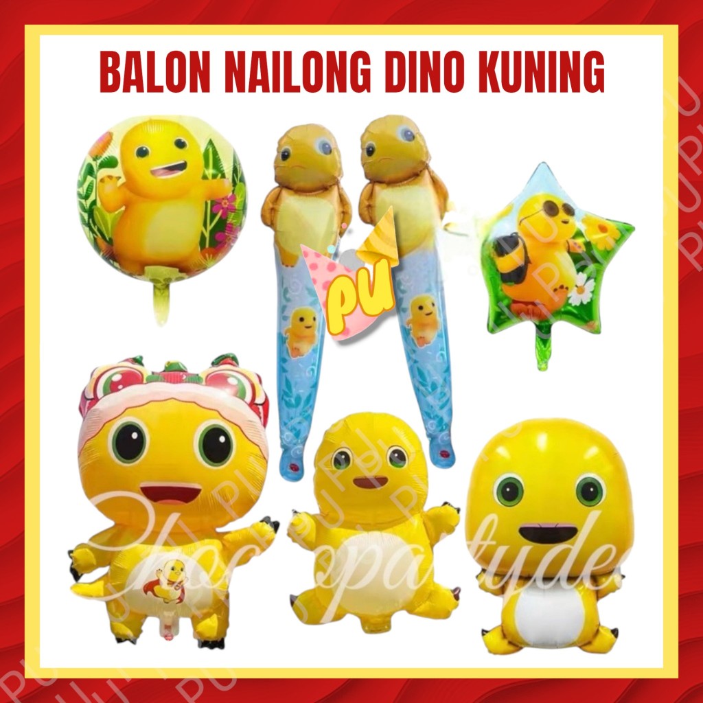 YELLOW DINO NAILONG ลูกโป่ง / ลูกโป่งฟอยล์ NAILONG