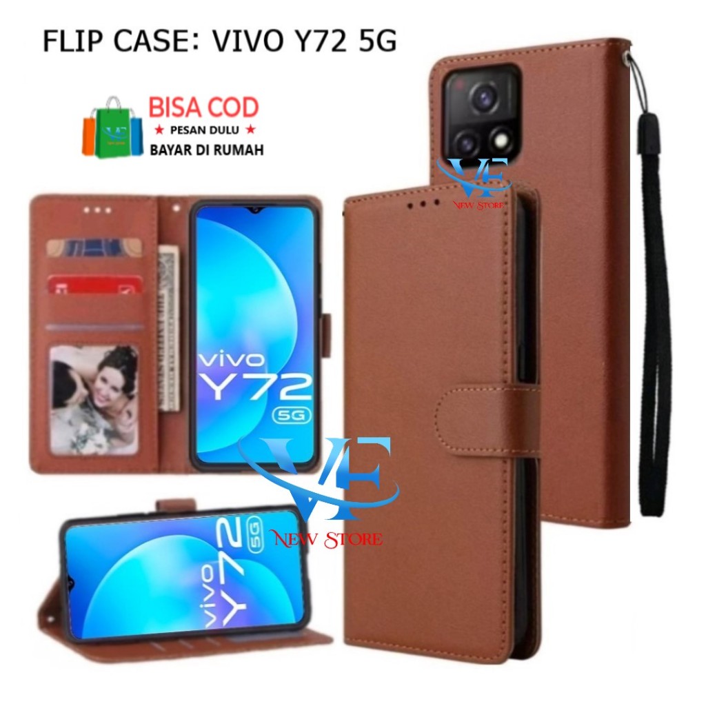 FLIP CASE สําหรับ VIVO Y72 5G FLIP WALLET HP CASE, FLIP WALLET LEATHER COVER, FLIP LEATHER BOOK COVE