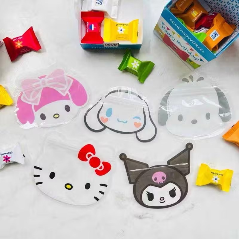 น่ารัก Mini Clear โปร่งใสการ์ตูนซิป Ziplock พลาสติก Hello Kitty Melody Kuromi Cinnamoroll