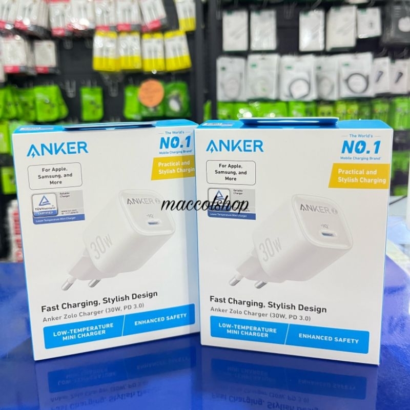 Anker Zolo GaN 30W iPhone 15 Charger Head Adapter Samsung Type C PD Ice-Cooled Fast Charging