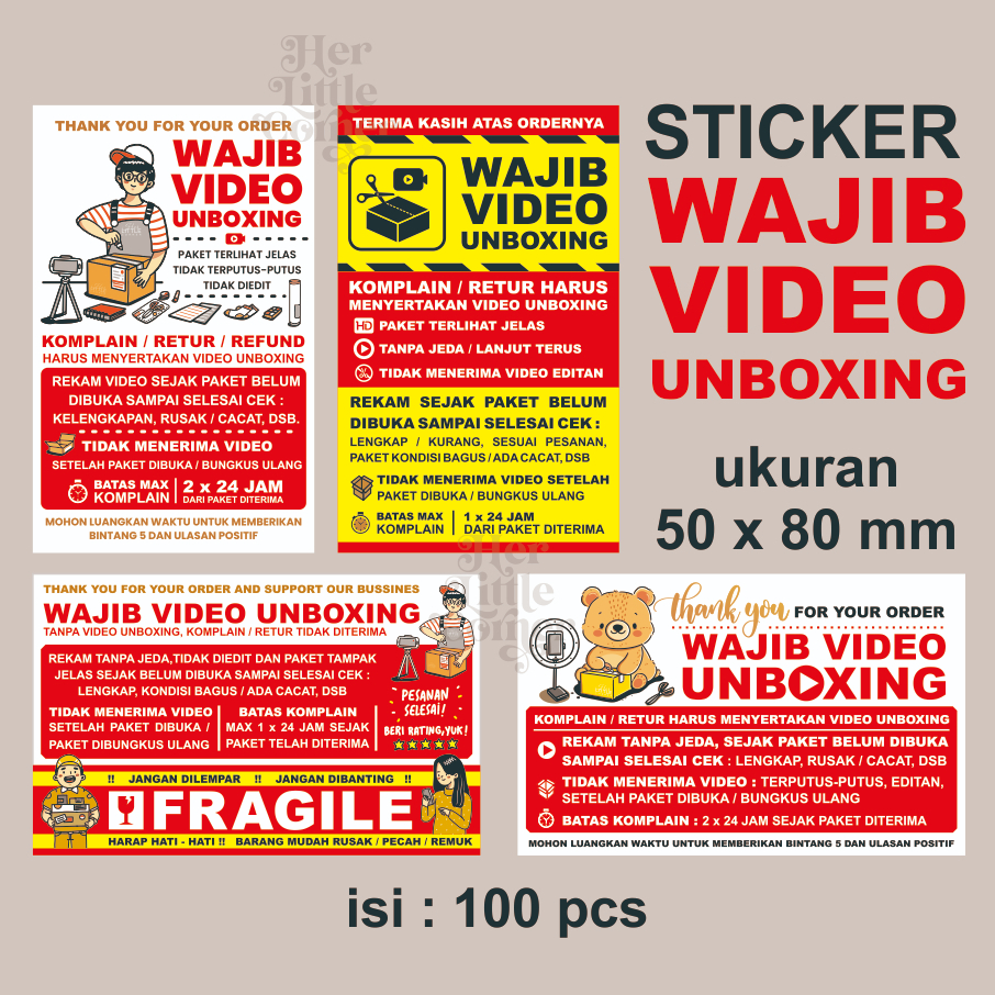UNBOXING VIDEO STICKER (100 ชิ้น) ขนาด 5 x 8 ซม