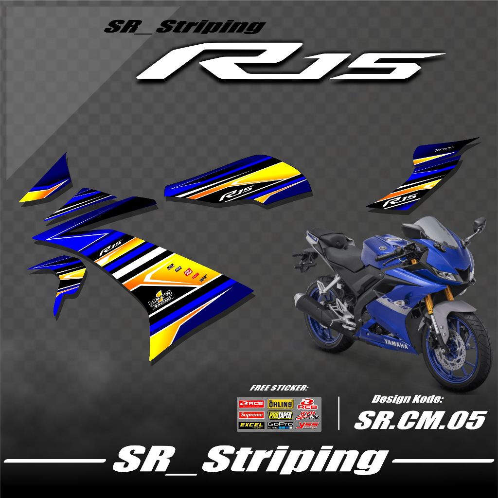 Striping R15 V3 / Variation R15 V3 / R15 V3 (COOL) สติ๊กเกอร์ R15 V3 / Cool R15 V3 มอเตอร์ไซค์ Strip
