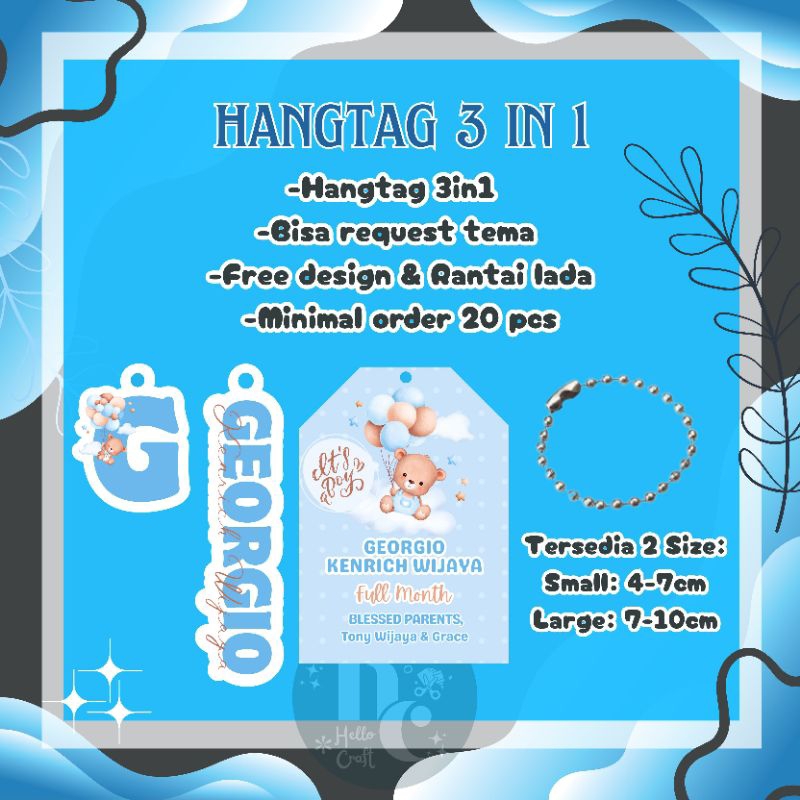 GANTUNGAN 3 in 1 Birthday Hangtag/Full Month Hangtag/Hampers Hanger/Tank you stamp/Good Hangtag/Birt