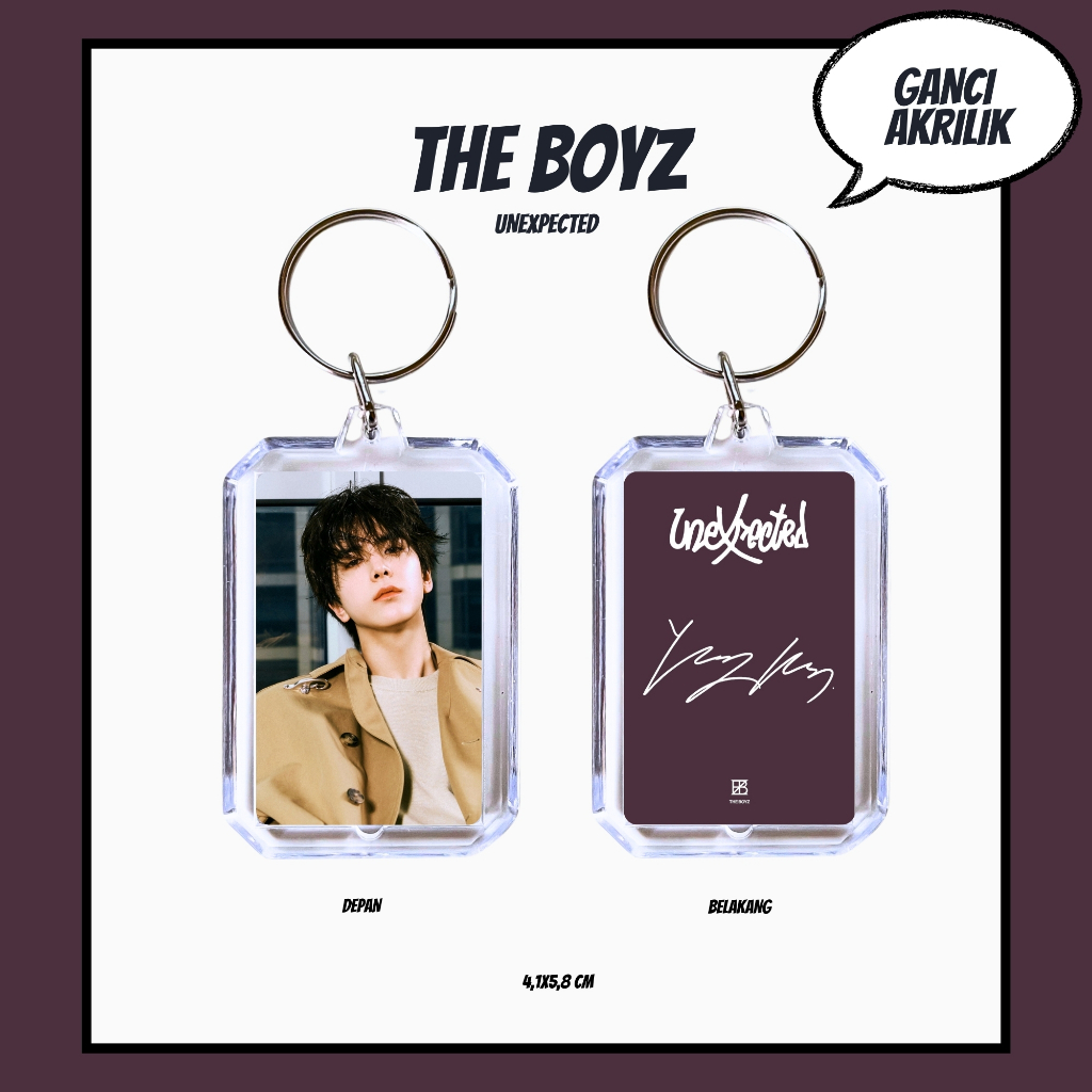 GANTUNGAN HOLOGRAM ACRYLIC KEYCHAIN THE BOYZ UNEXPECTED KEYCHAIN ACRYLIC พวงกุญแจ KPOP UNOFFICIAL JU