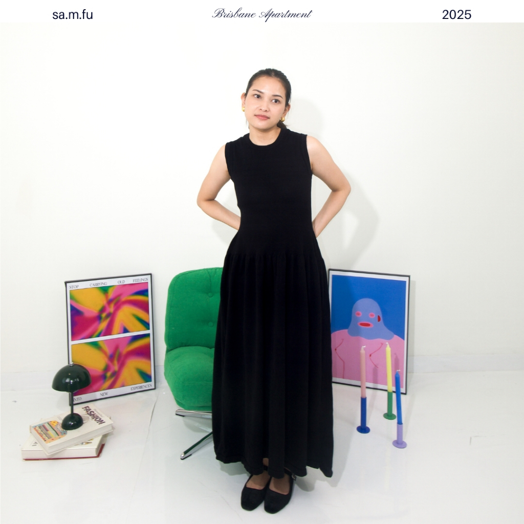 Samfu - Ribery Dress - สีดํา (ผ้าฝ้าย 100%)