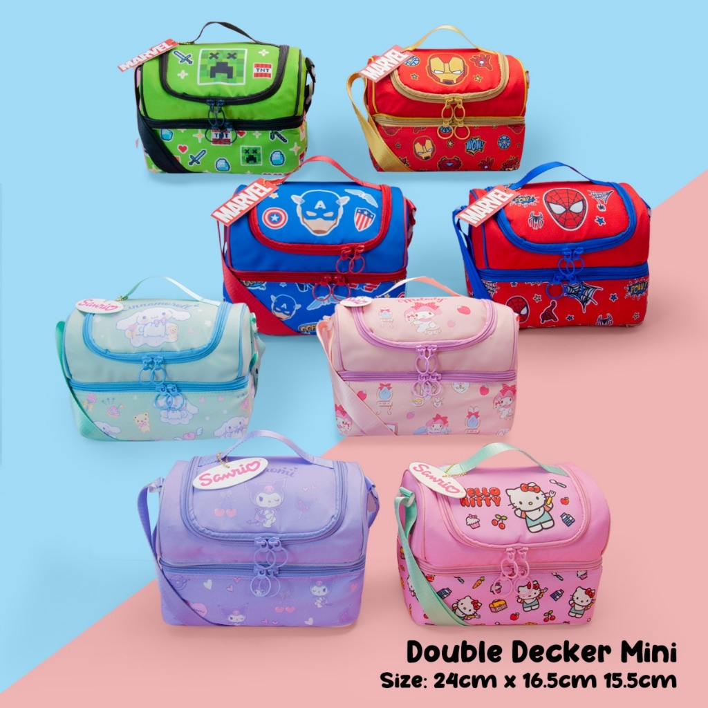 SANRIO-MARVEL กระเป๋าใส่ข้าวกลางวันขนาดเล็กสองชั้นเหมาะสําหรับเบนโตะ 2 ช่อง YB3066