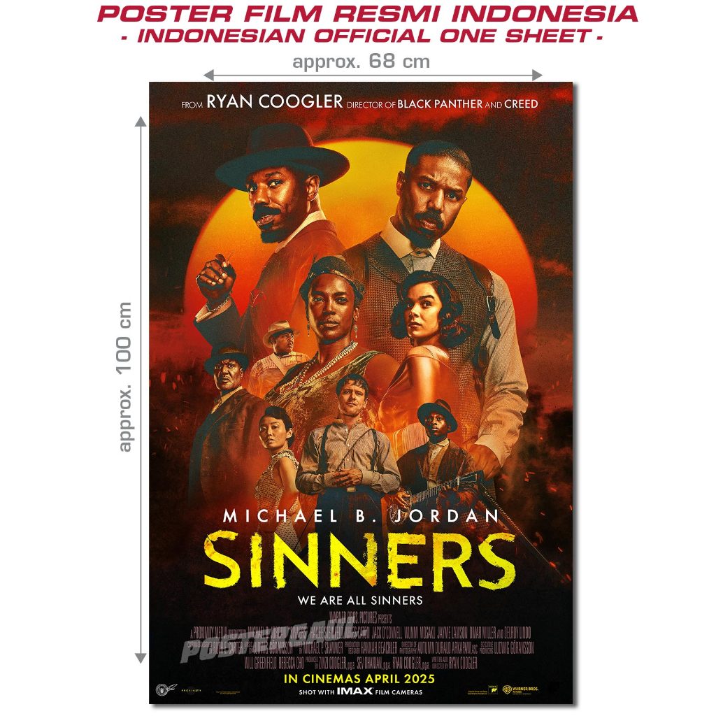 SINNERS Film Poster - ต้นฉบับอินโดนีเซียแผ่นเดียวสไตล์ A ขนาด 68 x 100 cm