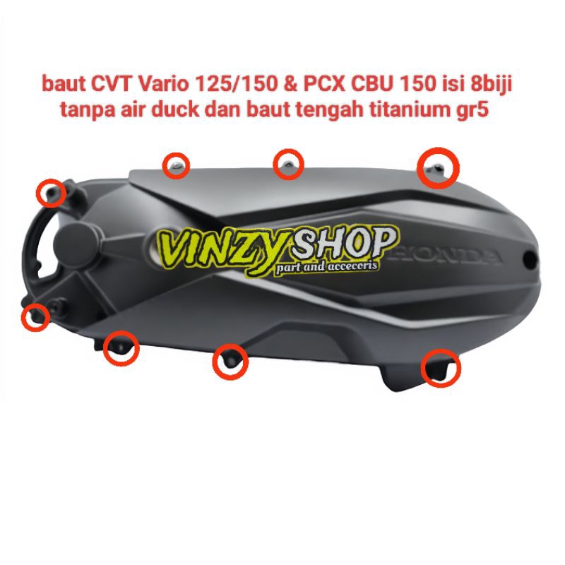 Cvt สลักเกลียวสําหรับ Vario 125 & 150 PCX CBU 150, เนื้อหา 8 ชิ้น ไม่มีเป็ดน้ําและกลาง 2 ไทเทเนียม g