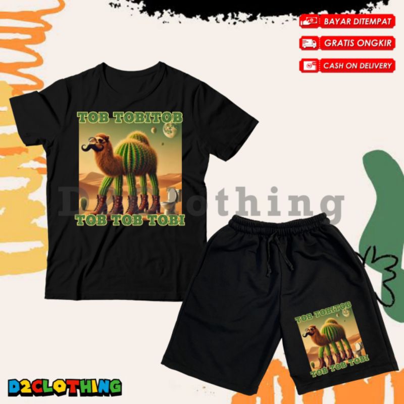 เด็กชายและเด็กหญิงเสื้อยืดและกางเกงขาสั้นชุด Anomali Tob tobi tob Tobi Tob - Tob Tobi Tobi Brainrot 