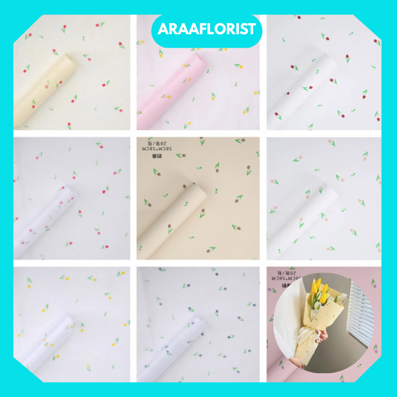 KB113 กระดาษห่อดอกไม้กระดาษช่อดอกไม้ทิวลิป / กระดาษของขวัญ Cellophane กันน้ํา Florist
