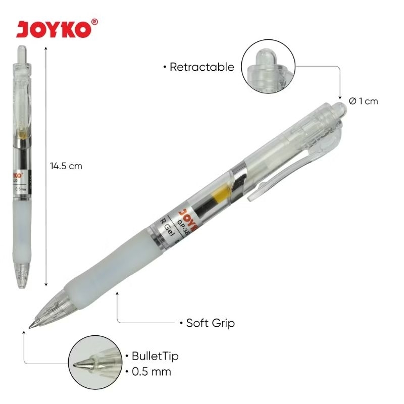 MS168 - ปากกาเจล Joyko GP-320 R ปากกาเจล 0.5 มม. สีรมดํา