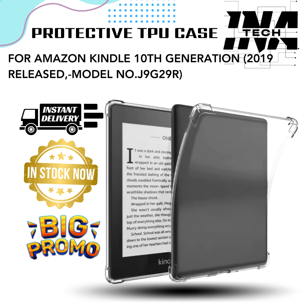 เคส TPU ป้องกันสําหรับ 6" Amazon Kindle 10th Generation (2019 เปิดตัว,-รุ่น No.J9G29R)