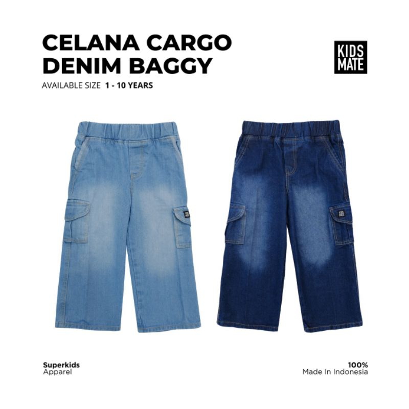 Kidsmate Baggy Denim Cargo Pants สําหรับเด็ก 1-10 ปี Kidsmate Baggy Cargo Pants