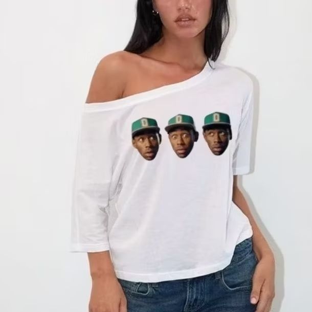(NEW)Tyler the creator off shoulder/เสื้อยืดคอกลม| Tyler the creator y2k ahs เสื้อยืดผู้หญิงวินเทจสไ