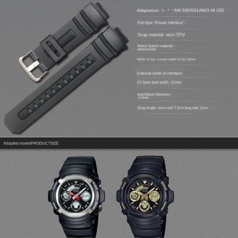 Casio G-Shock AW 590 AW 591 5230 AWG - M100 101G สายยางเดิม