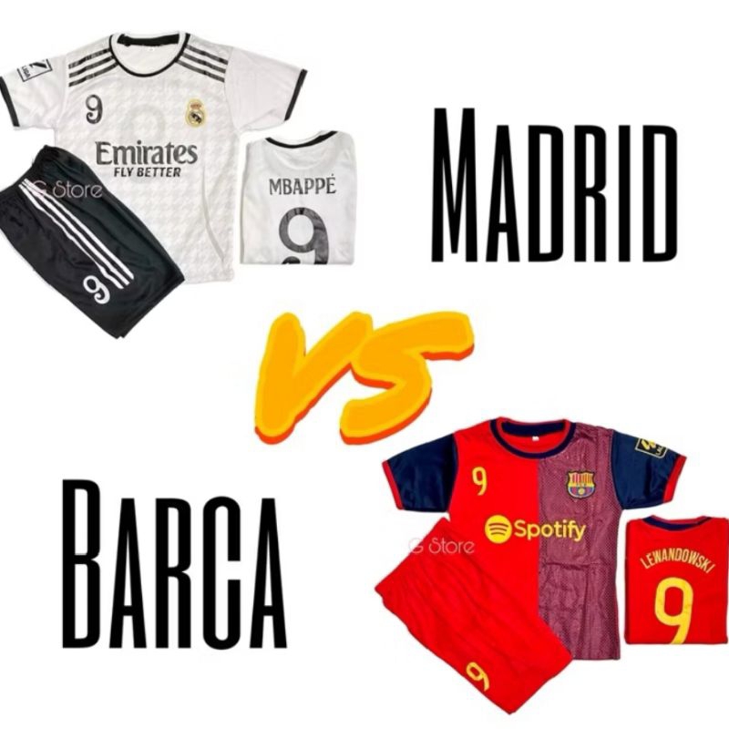 REAL MADRID KIDS FOOTBALL JERSEY SET, การเปิดตัวของ MBAPPE และ BARCA