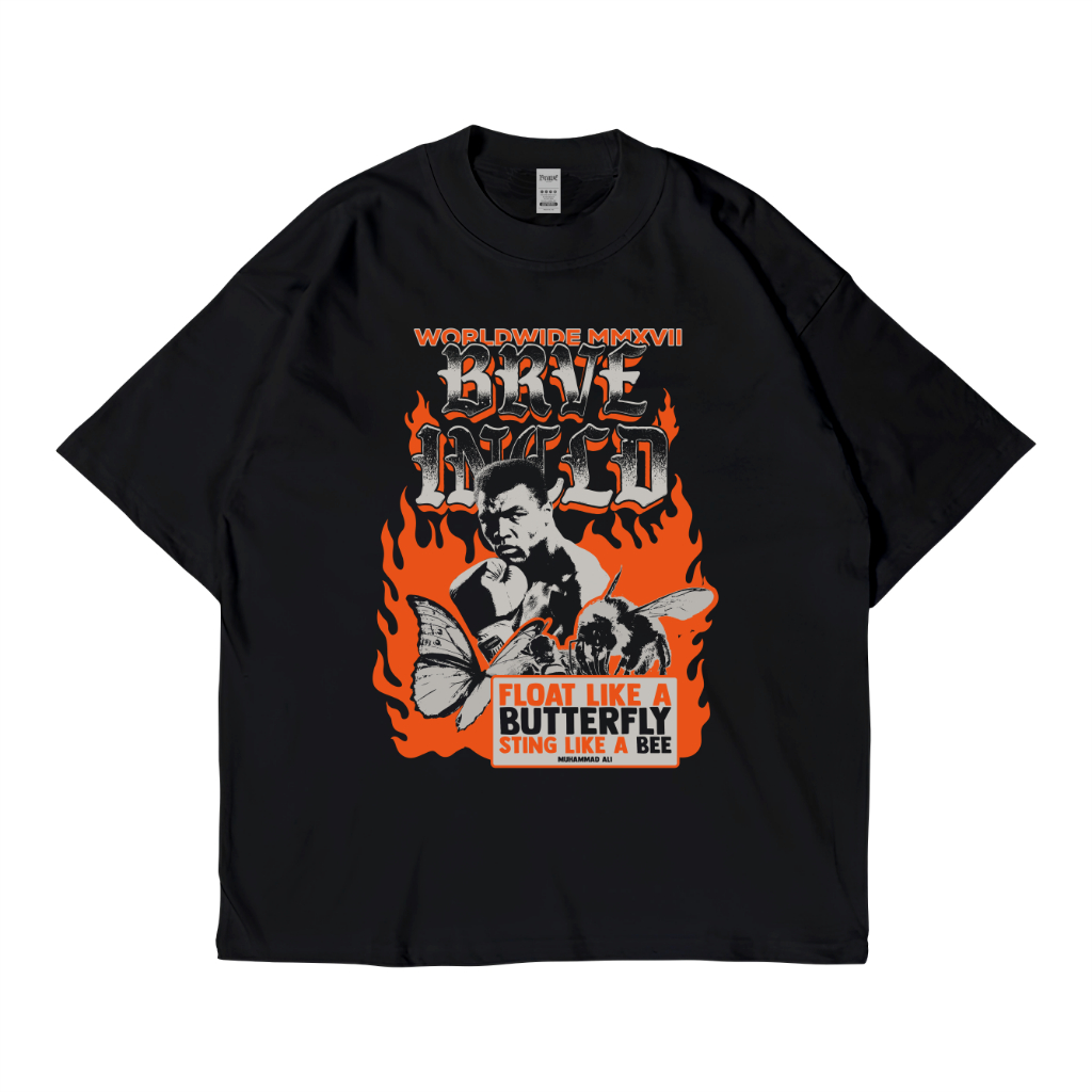 BRAVE.INC Black Boxy Oversize T-Shirt - Regular Fit Muhammad Ali Black Nt