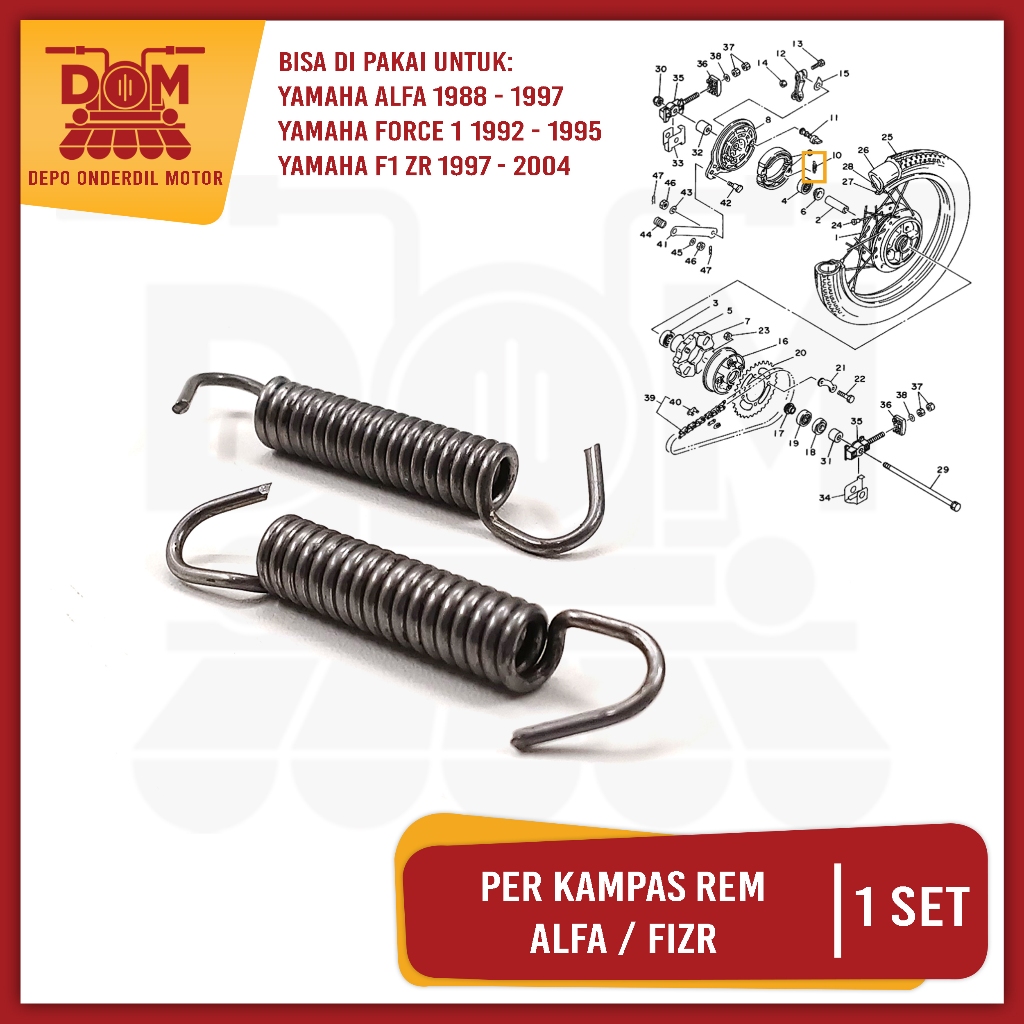 Alfa ผ้าเบรคหลัง (PSP) สปริงเบรค Pir Peer ผ้าใบเบรครองเท้า Force1 F1Z R Jupiter Vega