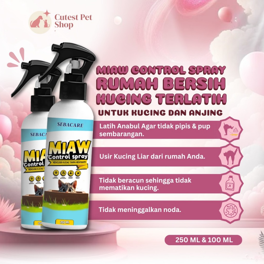 Anti Cat Pup Pee Random Cat Repellent - SEBACARE Miaw Control Spray Wild Cat Trainer 250ml