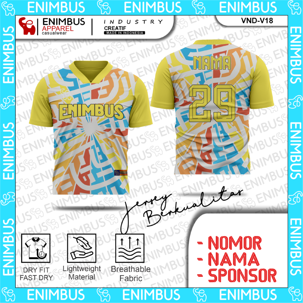 ENIMBUS Vintage Jersey - Dryfit Sublim Football Futsal Badminton Tennis Sporty Shirt VND-V18