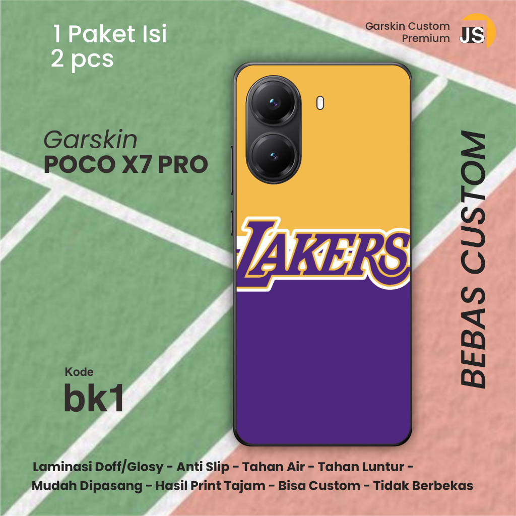 Garskin Poco X7 Pro Lakers motif ฟรี Garskin โทรศัพท์แบบกําหนดเองทุกยี่ห้อและประเภท - Juragang Stike