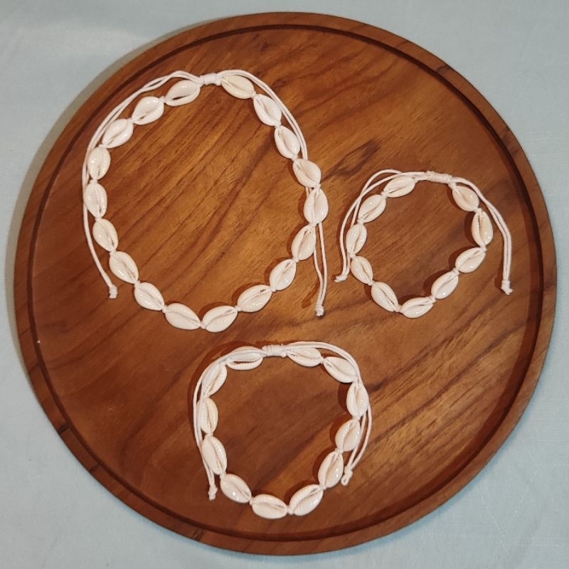 [อุปกรณ์เสริม NECKLACE, BRACELET, BALI ANKLE BRACELET] สร้อยคอเปลือกเชือกรูดบาหลีชาติพันธุ์แฮนด์เมด,