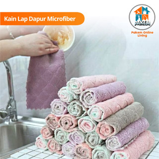 Kain Lap Cuci Piring Anti Minyak Kain Lap Microfiber Serbaguna Serap Air Kain Lap Piring