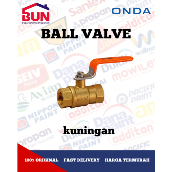 Dekiddek store - ONDA Ball Valve หยุดก๊อกน้ําทองเหลือง ความหนา 1/2 - 3 / 4 - 1 นิ้ว BUN