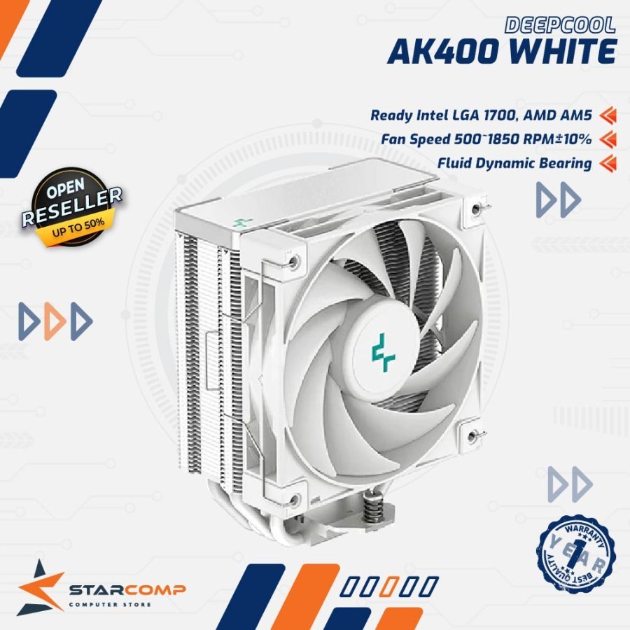 คูลเลอร์ซีพียูฮีทซิงค์ Deepcool AK400 WHITE