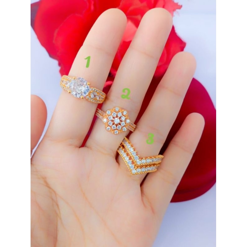 22K CRYSTAL PLATED RING + จานทอง 22K