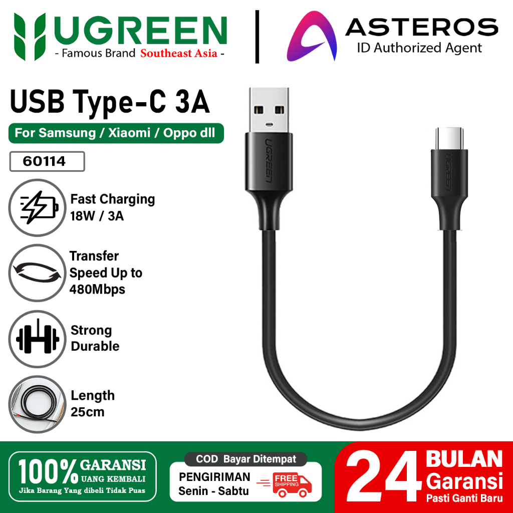 UGREEN PowerBank Data Cable Short Cable Type C, Micro USB 20cm 50cm Fast Charge