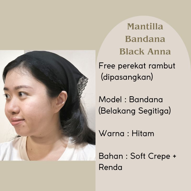 Mantilla Mantila Veil Mass Church Veil Bandana Black Anna