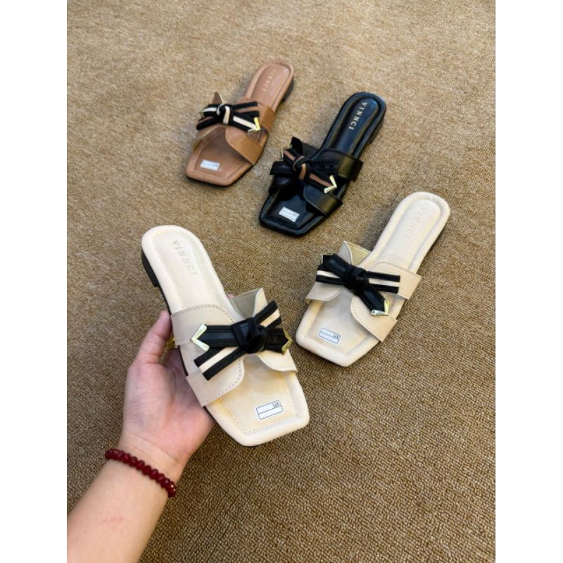 Vinnci Premium Full Foam Ribbon Sandals ฟรีกล่อง| รองเท้าส้นสูงปาร์ตี้อินเทรนด์ | รองเท้าแตะผู้หญิง 