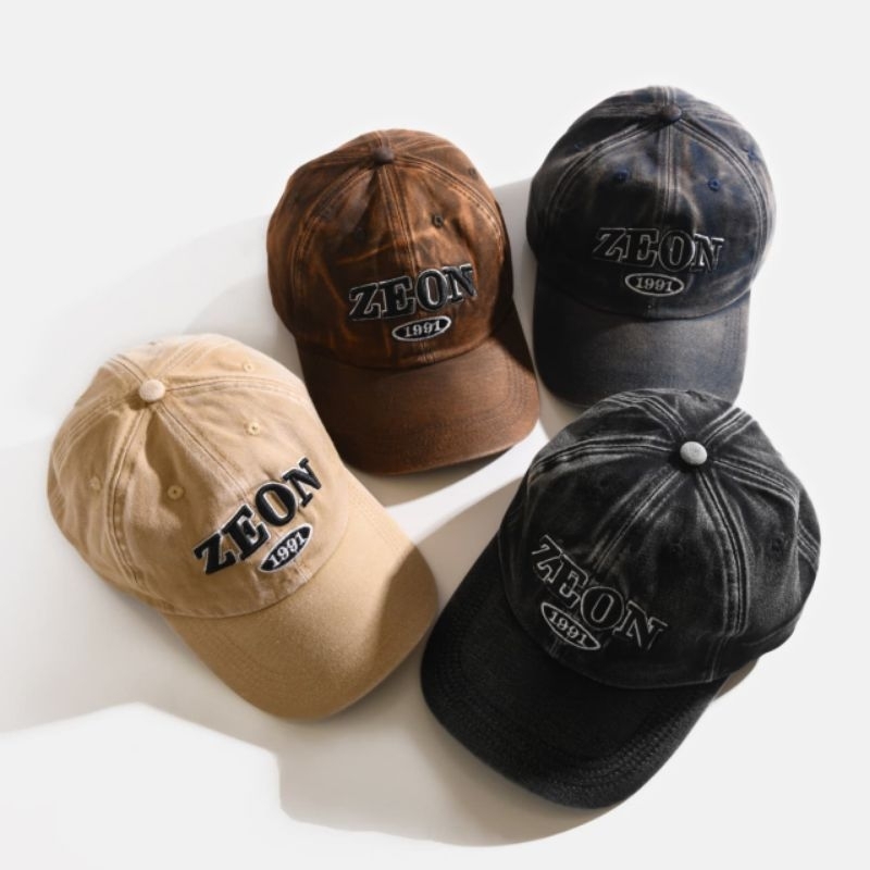 ZEON - 001 หมวกเบสบอลสําหรับผู้ชาย/ผู้หญิง, รุ่นซัก, EMBROIDERED ZEON 1991